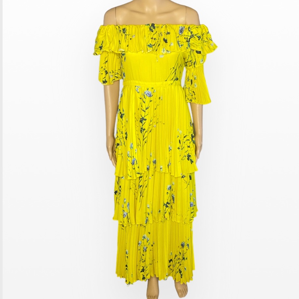 Lea collection classic yellow ruffle dress S/M